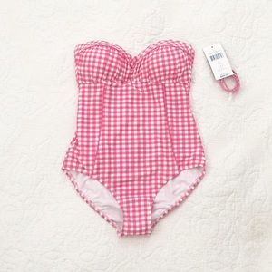 NWT Lauren James Pink Gingham Swimsuit